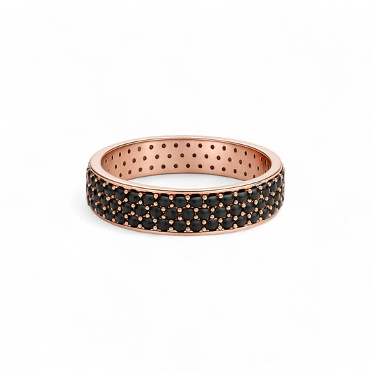 360 Black Studded Cubic Zirconia Band in 10K Gold