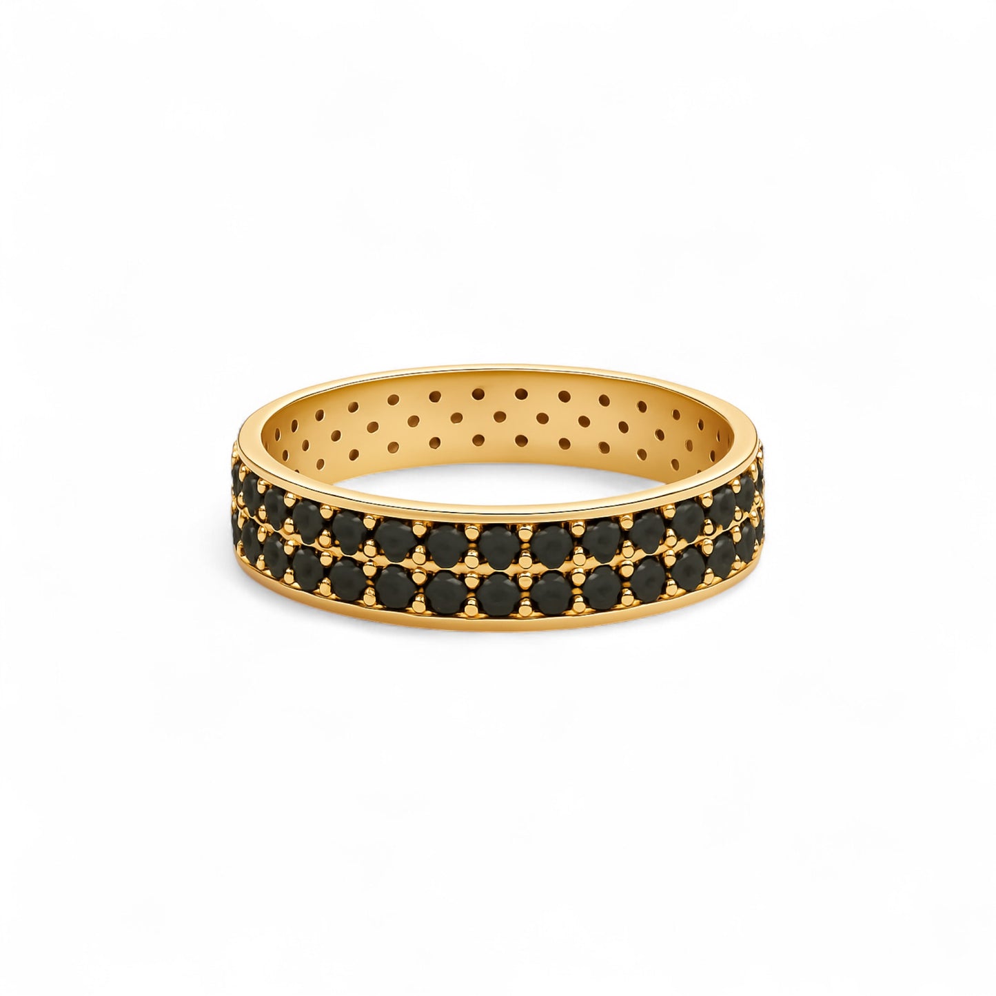 360 Black Studded Cubic Zirconia Band in 10K Gold