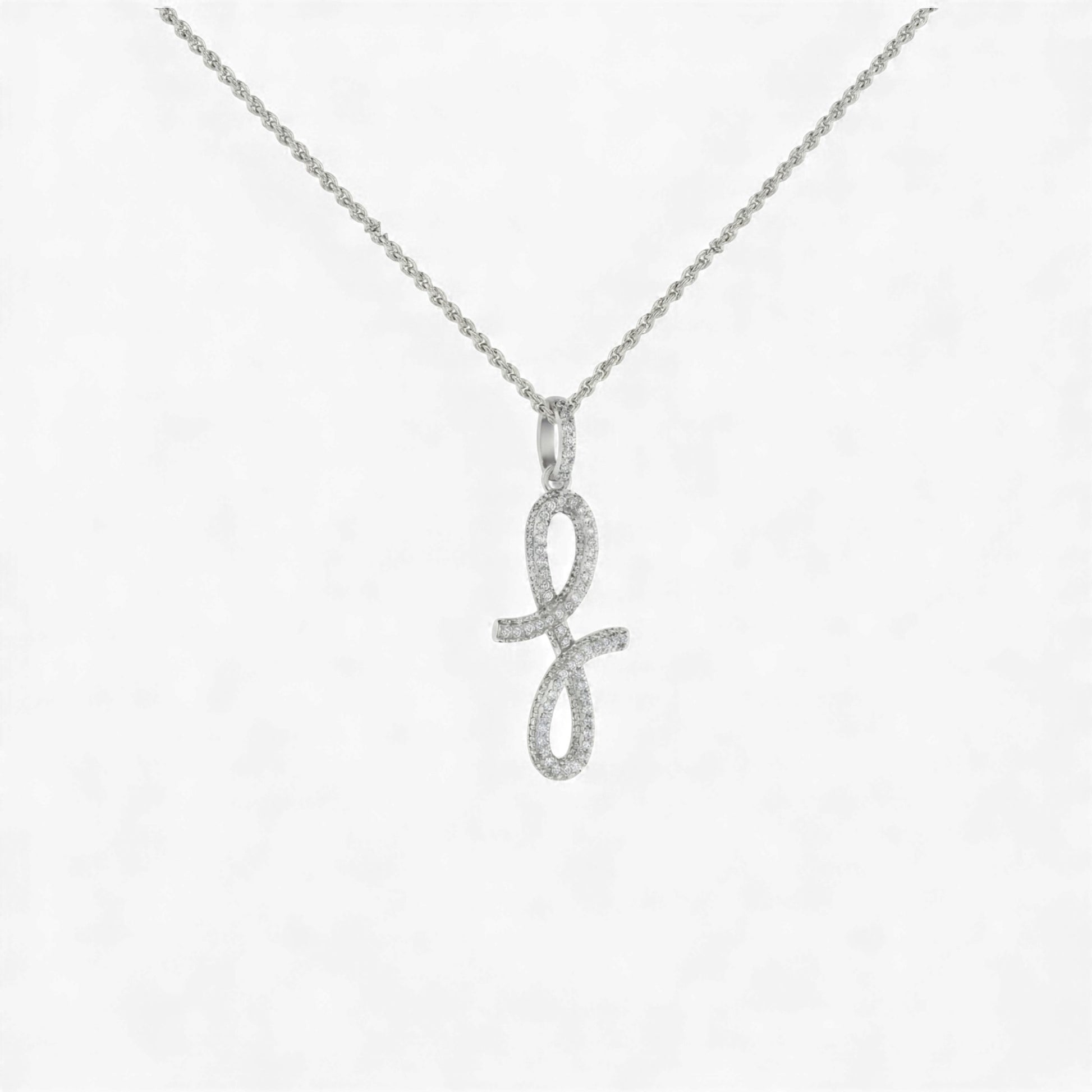 Silver necklace with a unique pendant on a light gray background