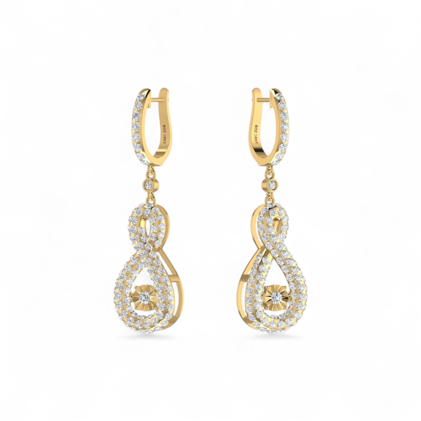 3D Pave Twinkle Infinie Drop Earrings in 18KT Gold