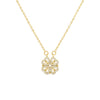 Gold necklace with a butterfly pendant on a white background