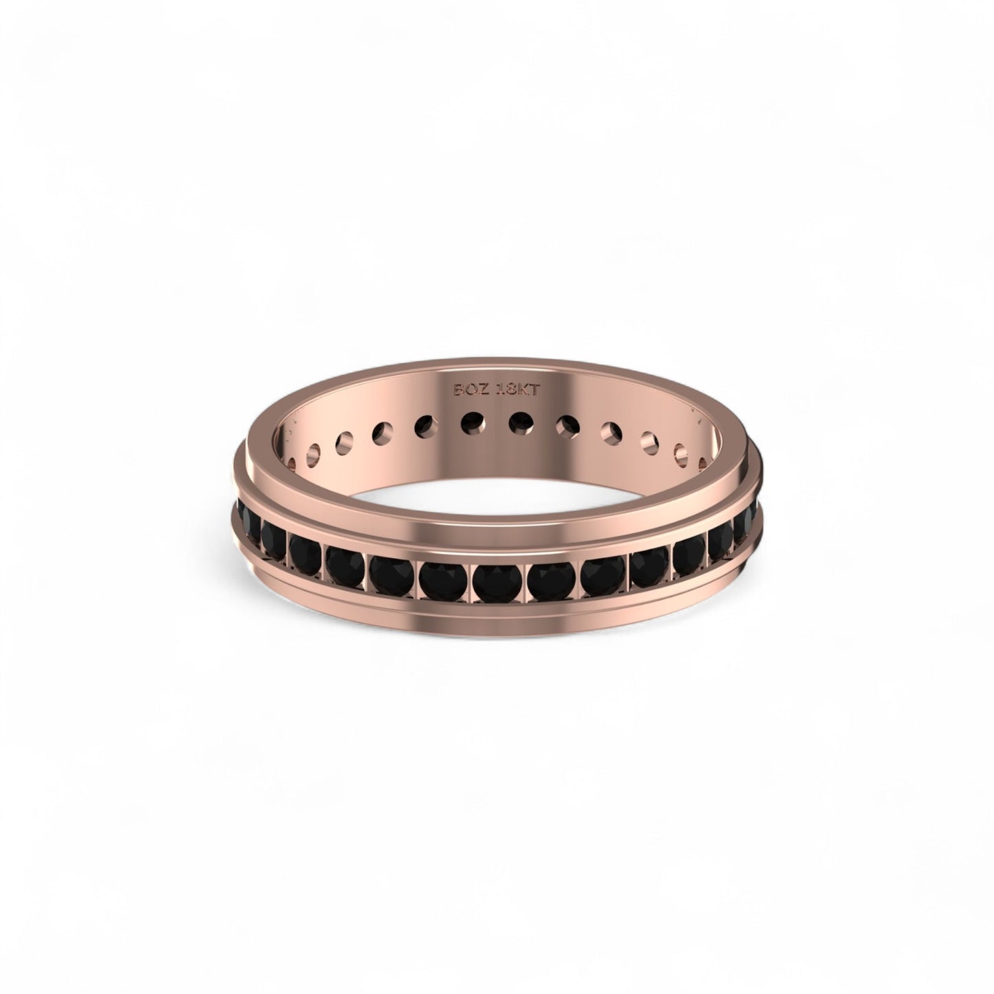 Emma 4mm Black Natural Diamond Band in 18K Gold