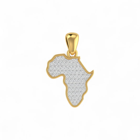 African Heritage Map Diamond Pendant in 18KT Gold