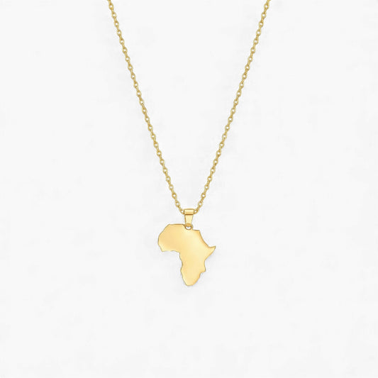 African Map Necklace in 18KT Gold