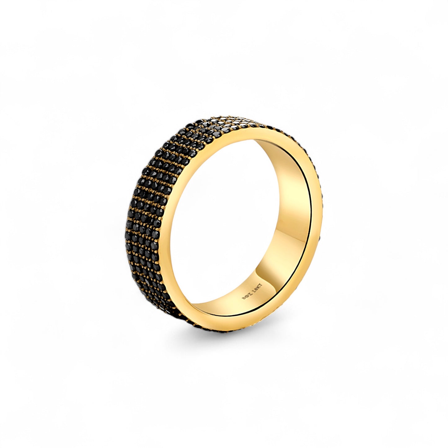 360 Black Diamond Band in 18K Gold