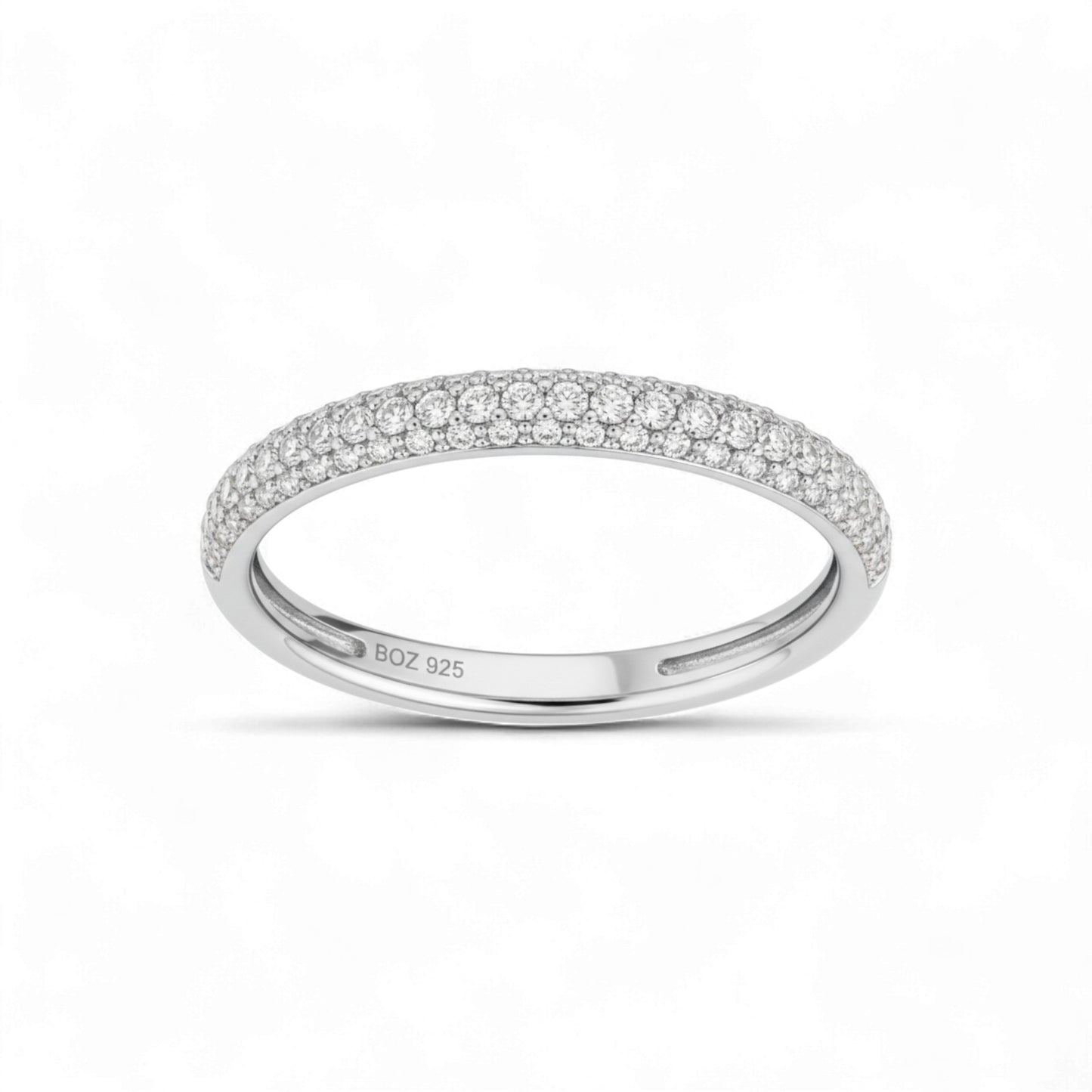 3D Pave CZ Band in 925 Sterling Silver