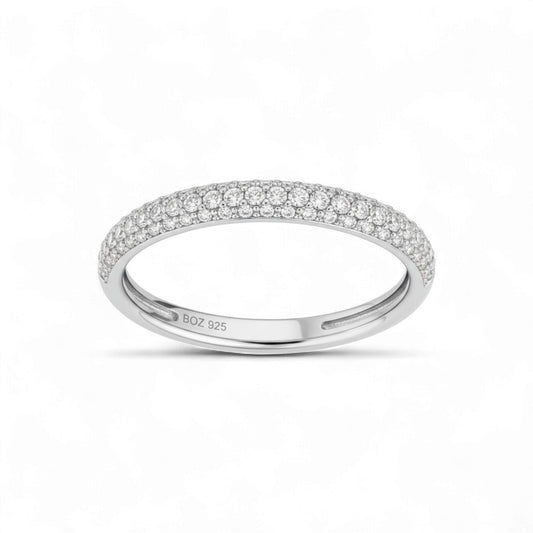 3D Pave CZ Band in 925 Sterling Silver