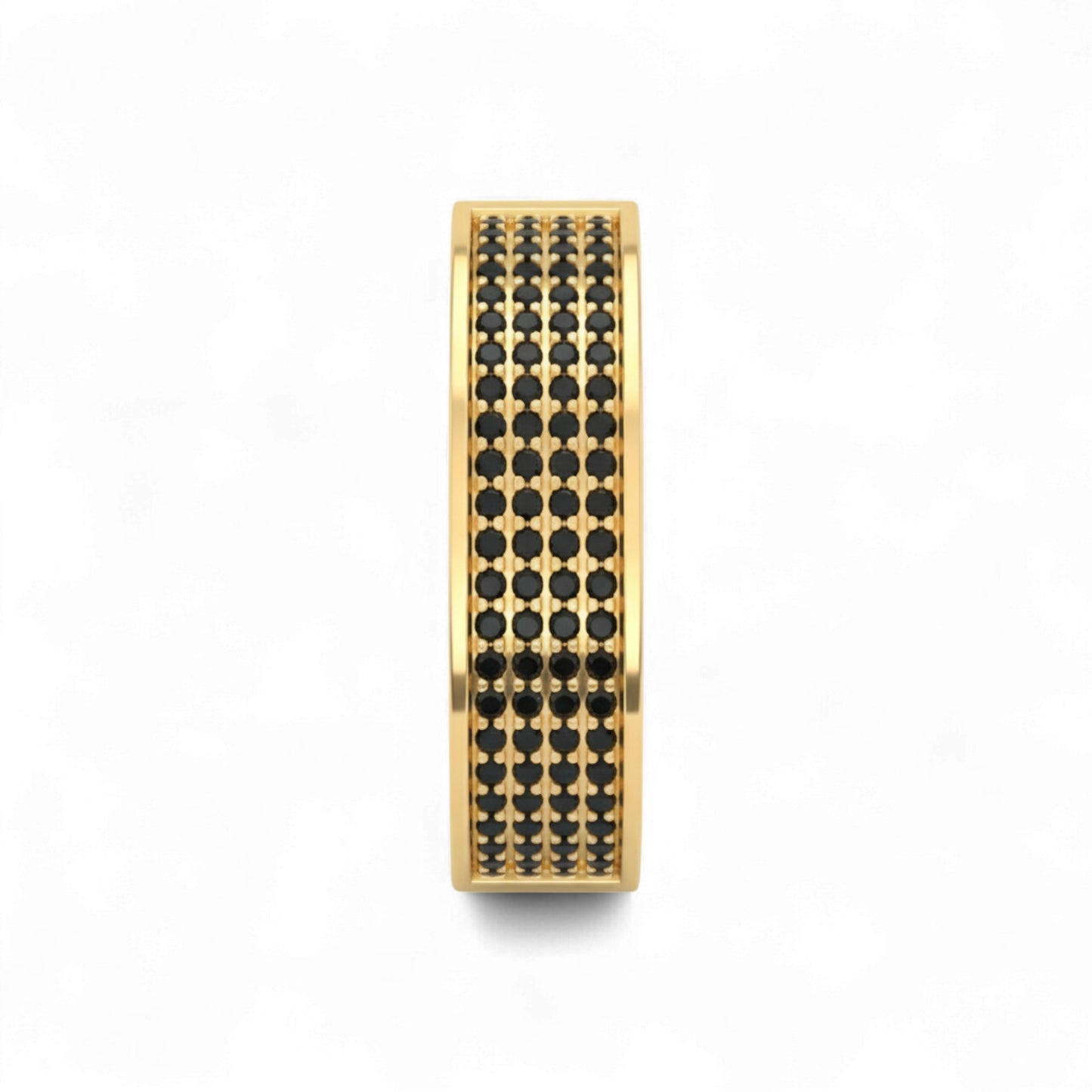 Rectangular abacus with gold frame and black beads on a white background