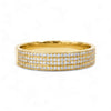 Gold ring with multiple rows of diamonds on a white background
