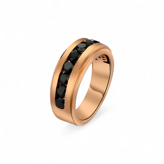 Oswald Black Diamond Band in 18k Gold