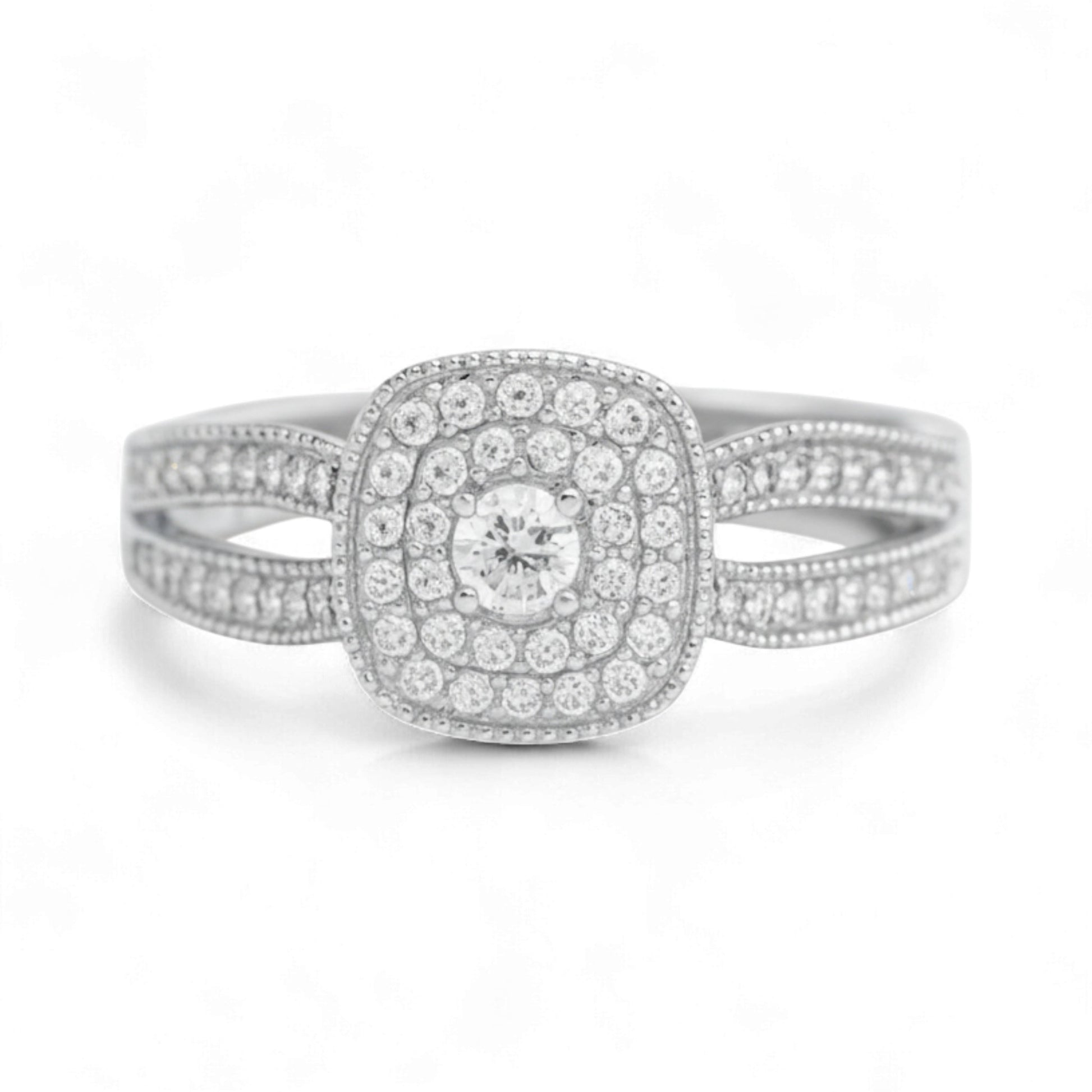 Diamond ring with a white background
