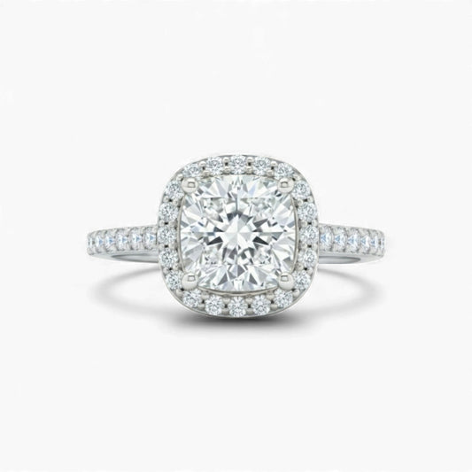 Classic Cushion Cut Moissanite Engagement Ring in 925 Sterling Silver