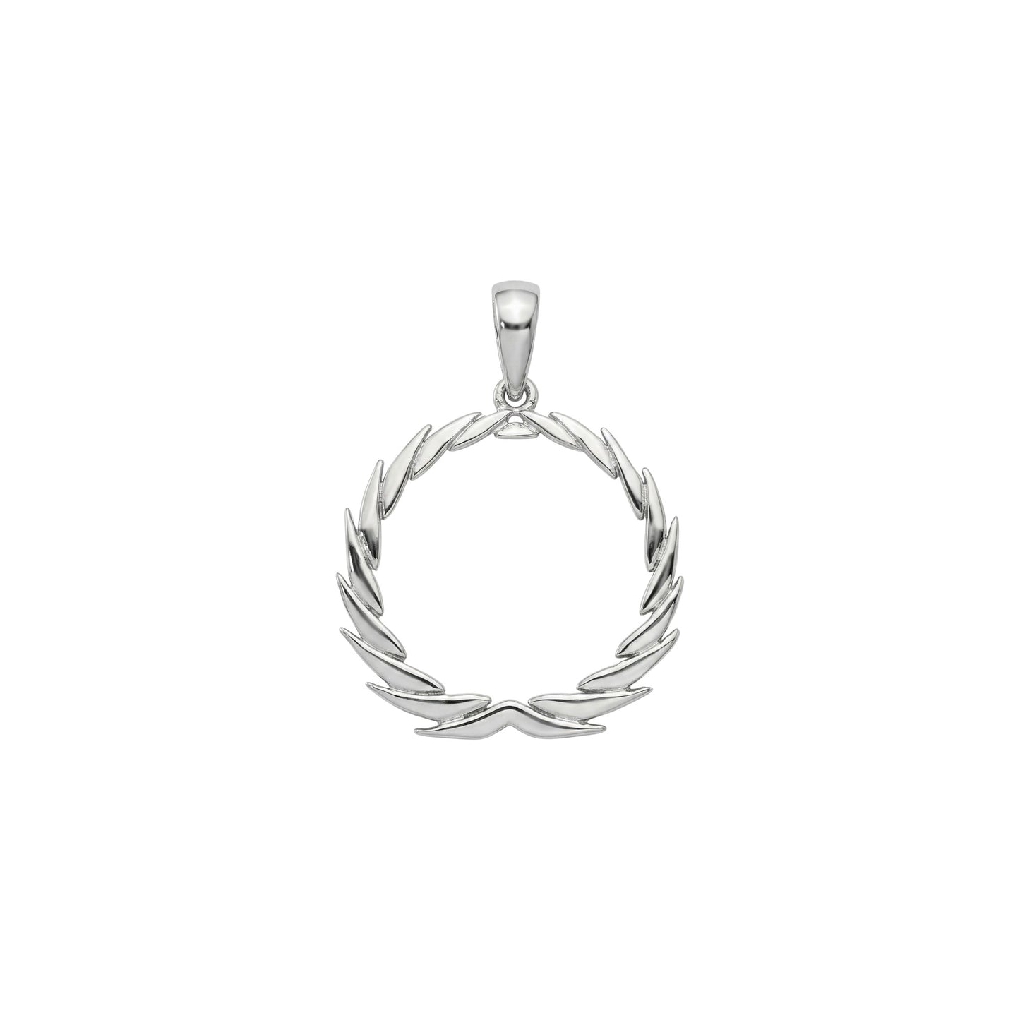 Silver wreath pendant on a white background