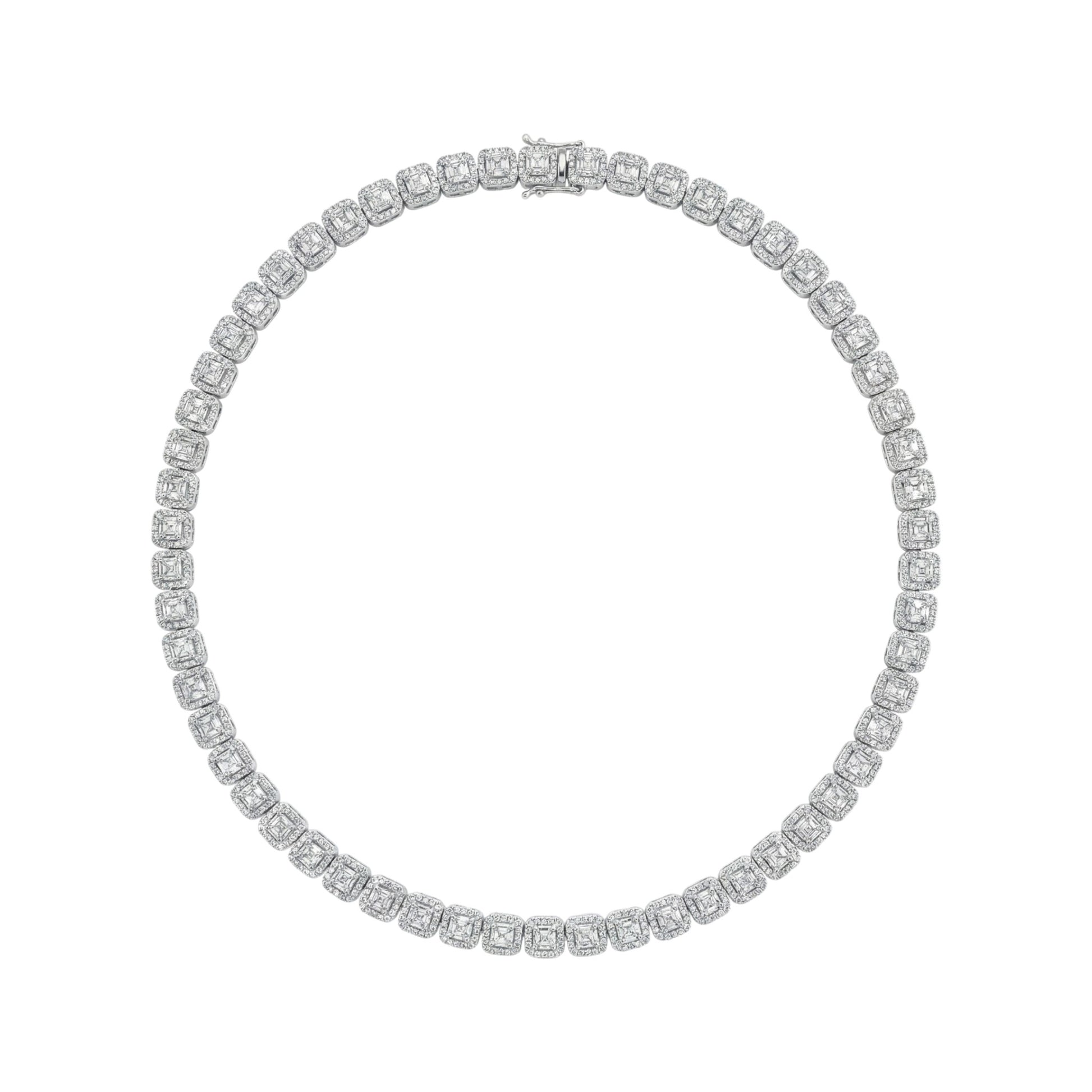 Diamond necklace on a white background