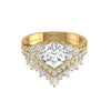 Gold ring with a large diamond and smaller diamonds on a white background