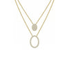 Gold necklace with two pendant designs on a white background