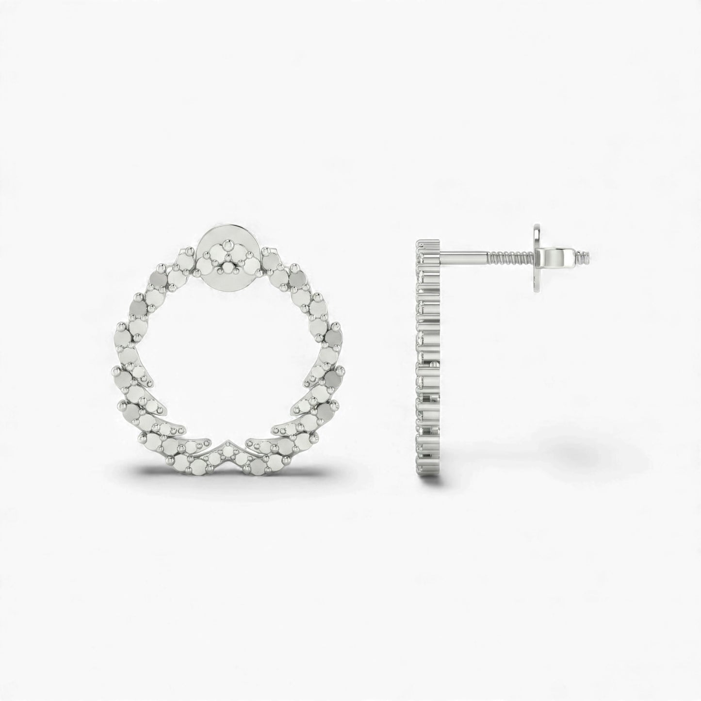 Silver hoop earrings on a white background