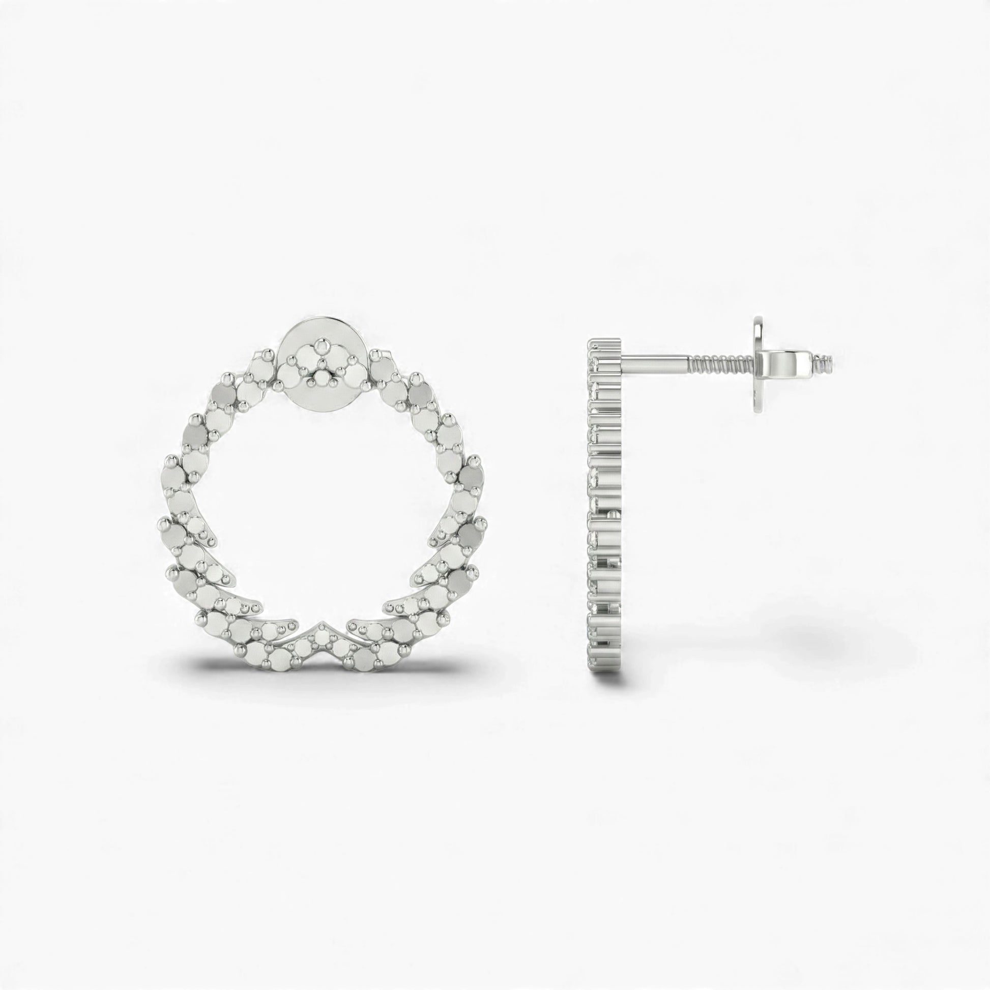 Silver hoop earrings on a white background