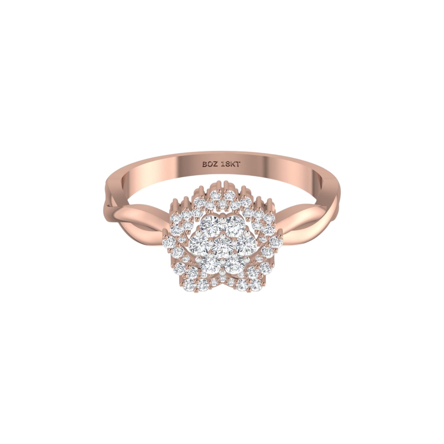 BOZ Forever Moissanite Engagement Ring in 18K Gold