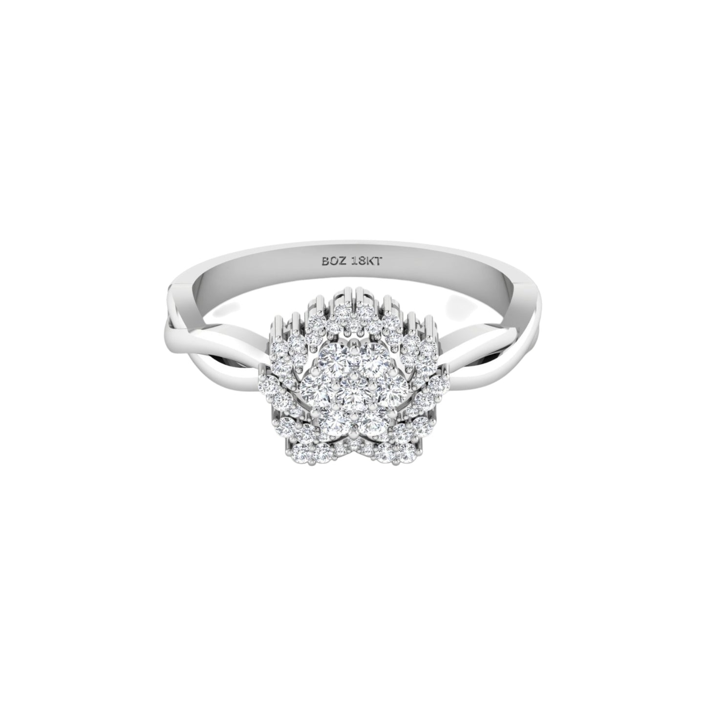 BOZ Forever Moissanite Engagement Ring in 18K Gold