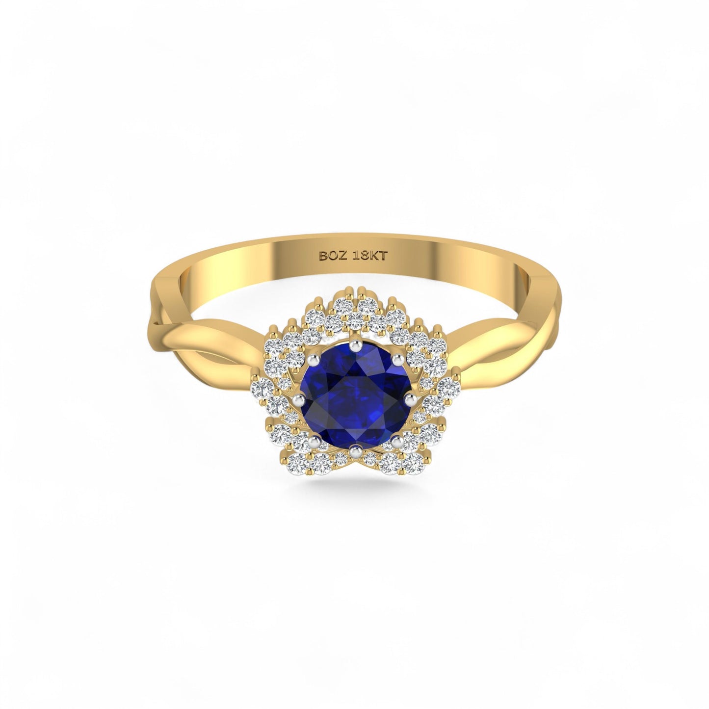 BOZ Forever Natural Diamond Gemstone Engagement Ring in 18KT Gold