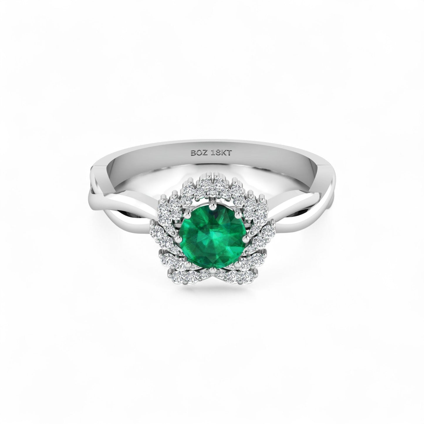 BOZ Forever Natural Diamond Gemstone Engagement Ring in 18KT Gold