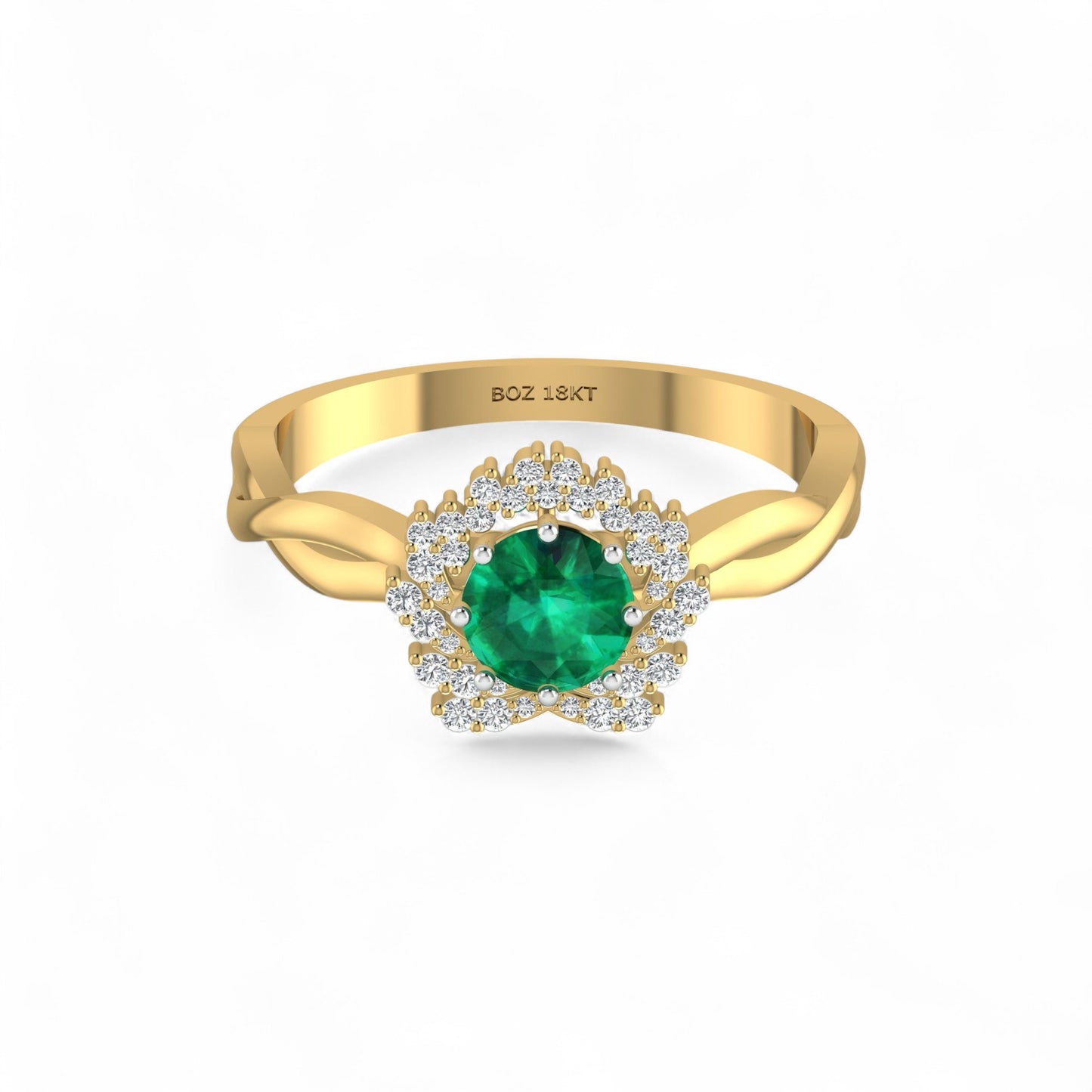 BOZ Forever Natural Diamond Gemstone Engagement Ring in 18KT Gold