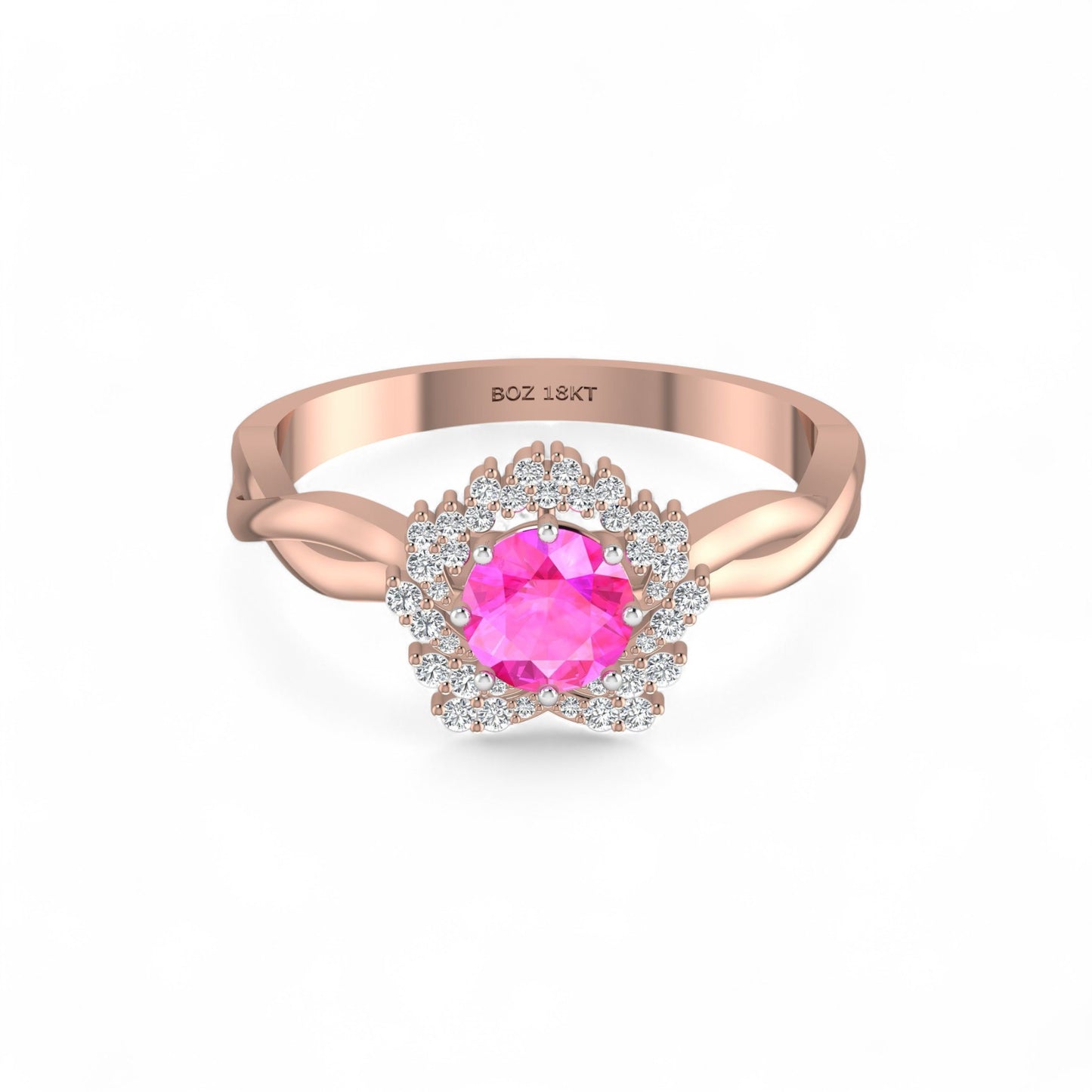 BOZ Forever Natural Diamond Gemstone Engagement Ring in 18KT Gold