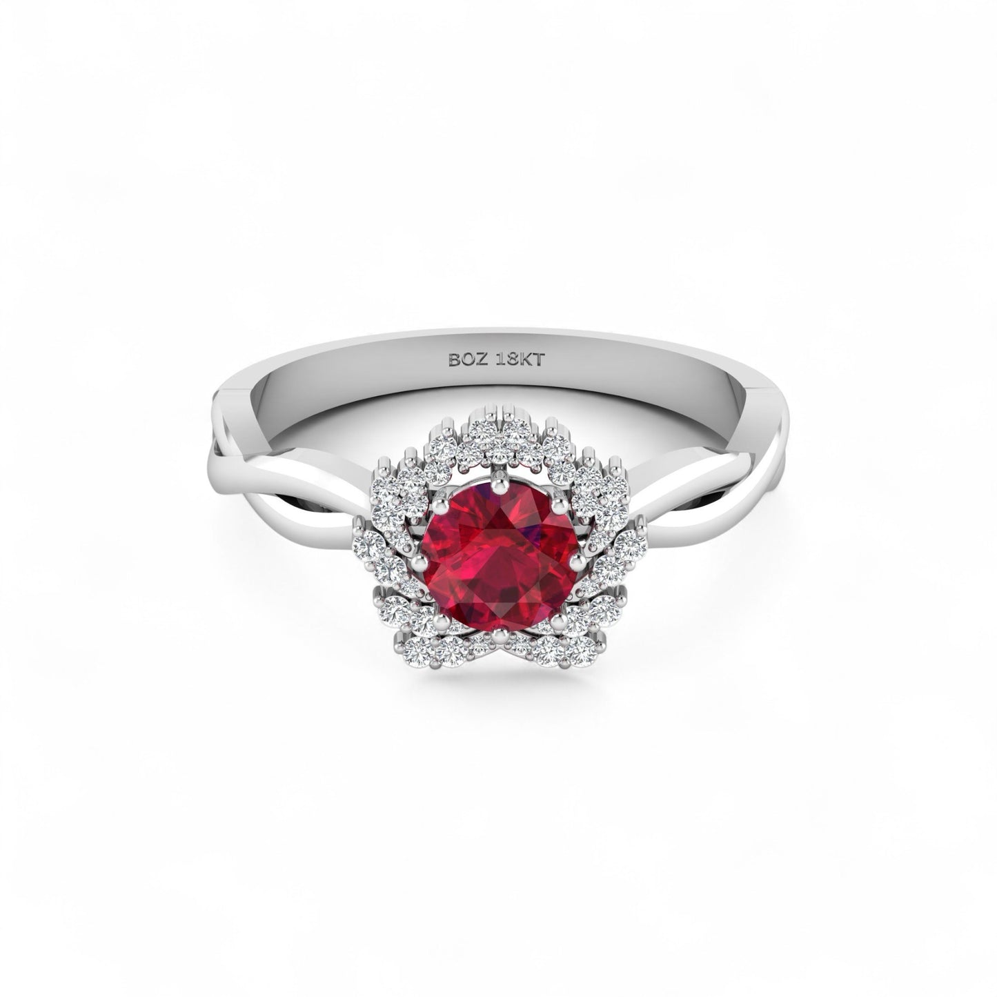 BOZ Forever Natural Diamond Gemstone Engagement Ring in 18KT Gold