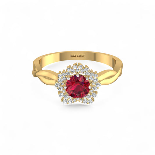 BOZ Forever Natural Diamond Gemstone Engagement Ring in 18KT Gold