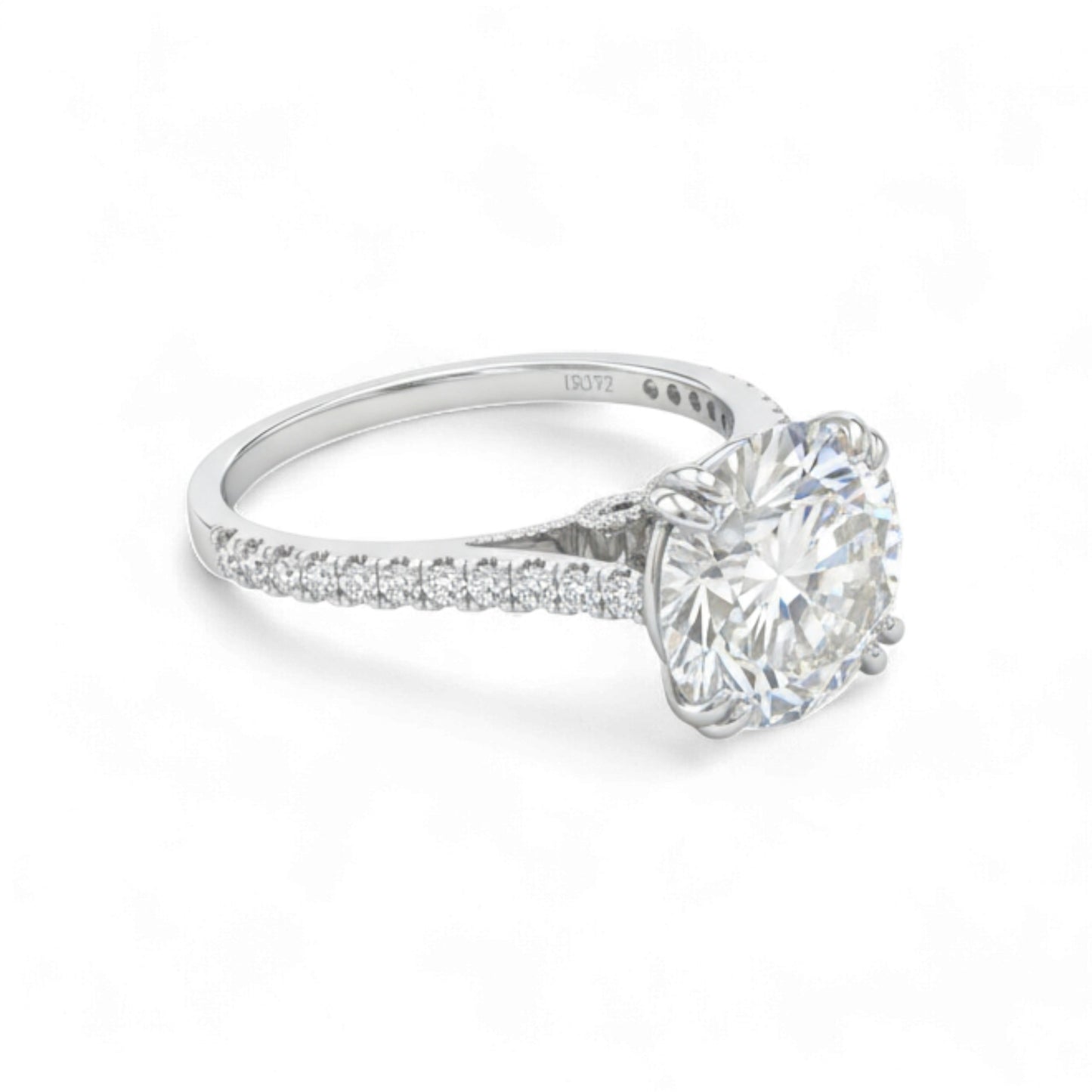 Ifunanya Round Cut Moissanite and Diamond Engagement Ring in 18K Gold