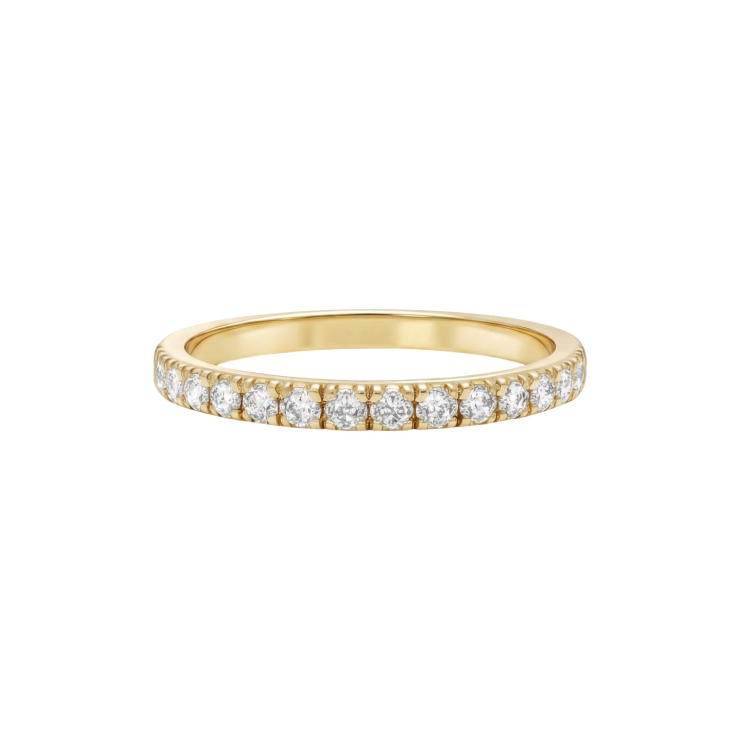 Gold ring with diamonds on a white background