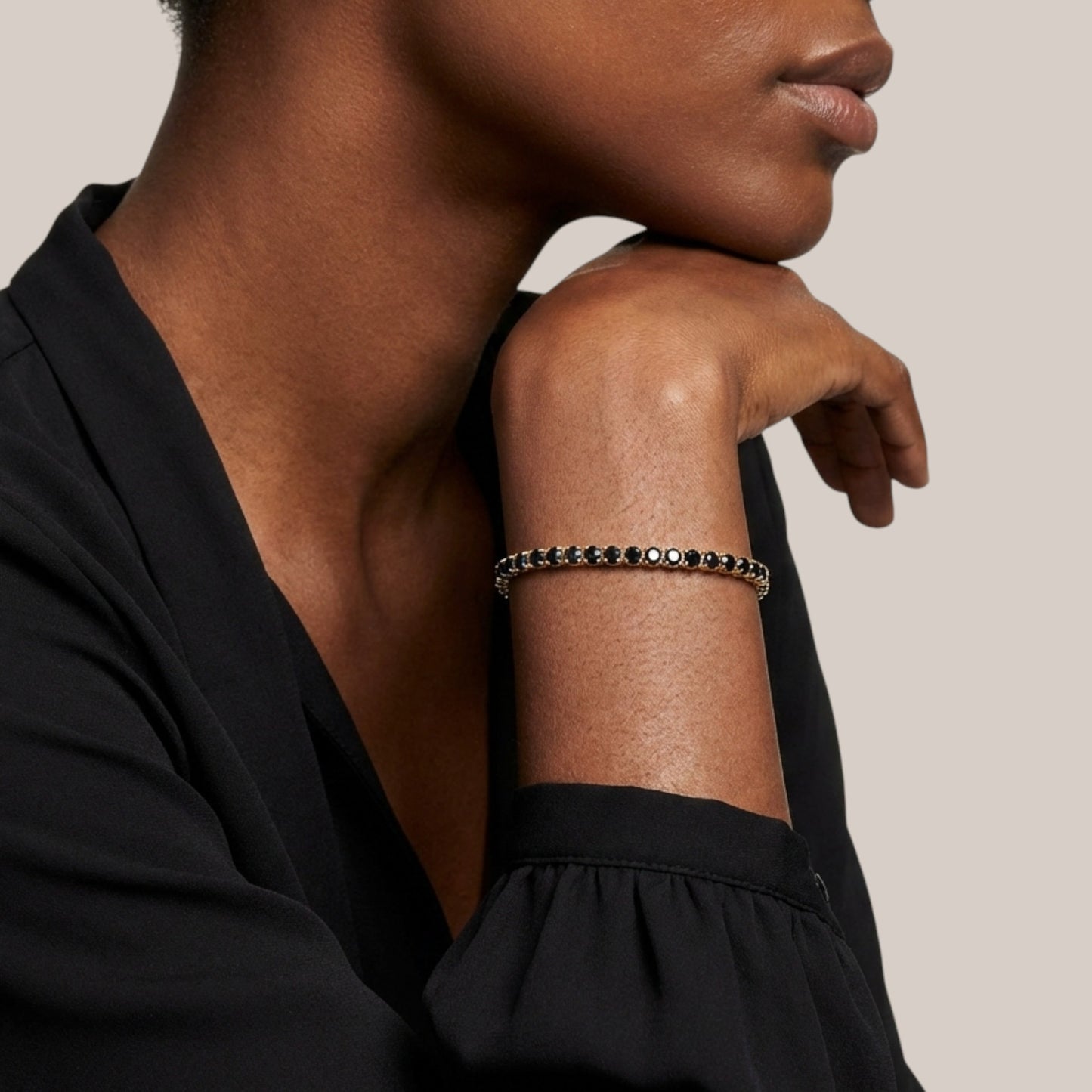 6.60CT Black Moissanite Bracelet in 18KT Gold