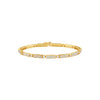 Gold bracelet with embedded diamonds on a white background