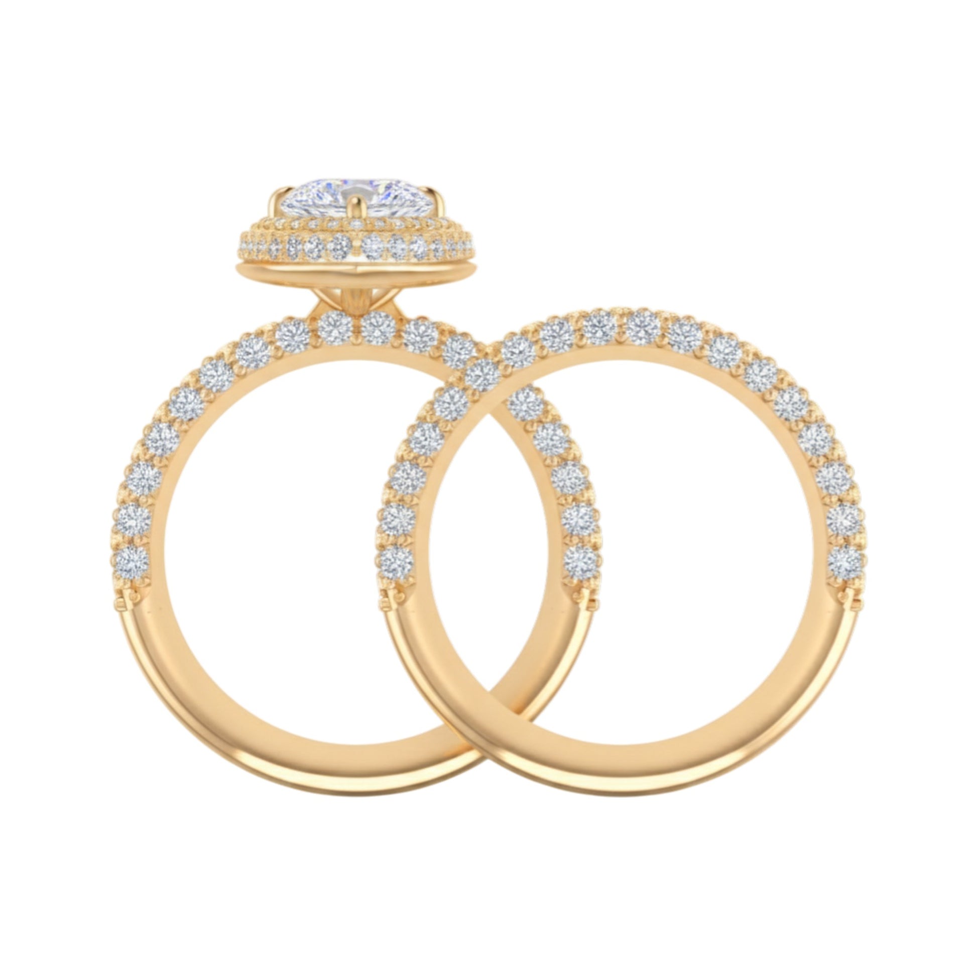 Gold hoop earrings with diamond accents on a white background