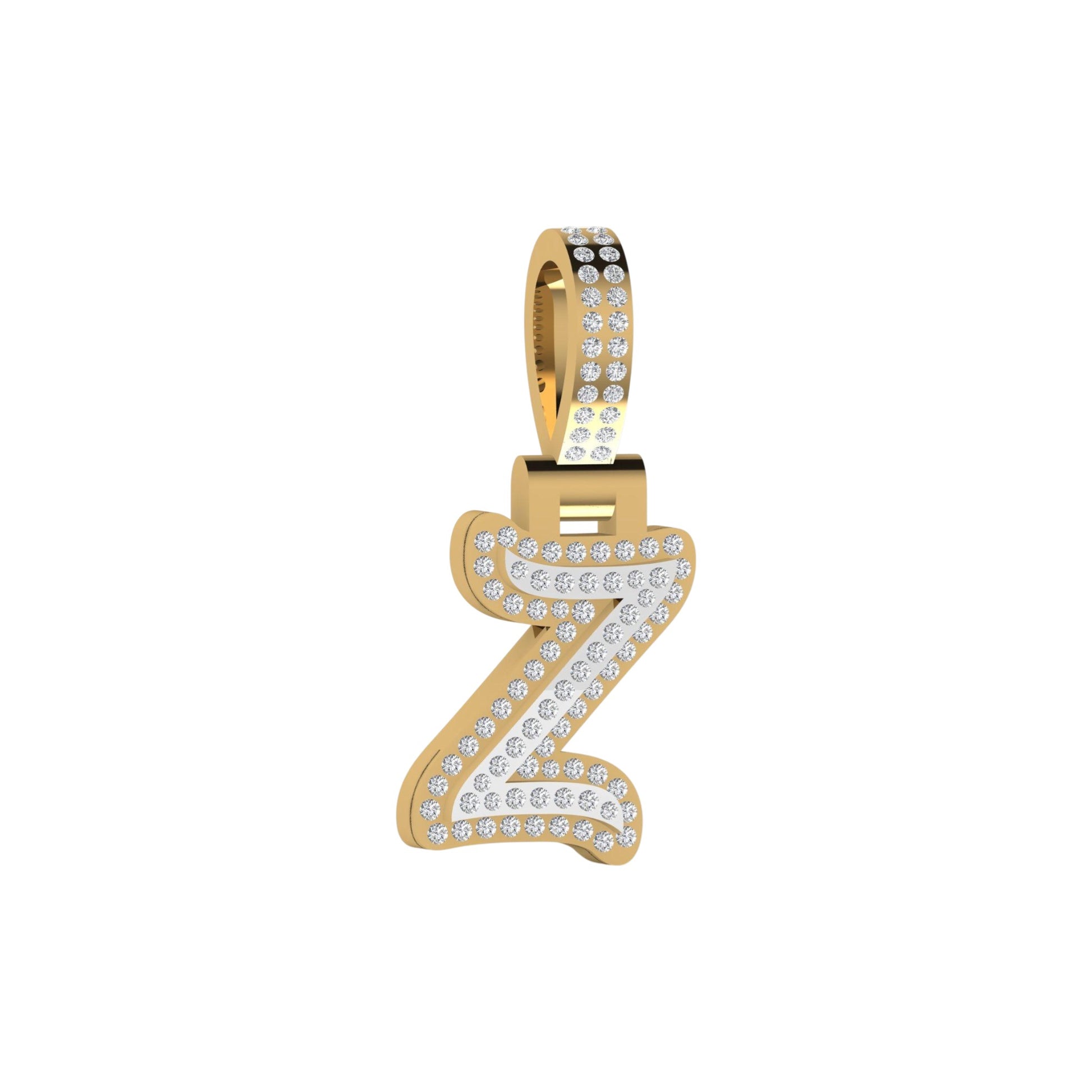 Gold pendant with the letter 'Z' on a white background