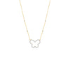 Butterfly-shaped pendant on a gold chain against a white background