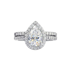 Classic Pear Cut CZ Bride Set in 925 Sterling Silver