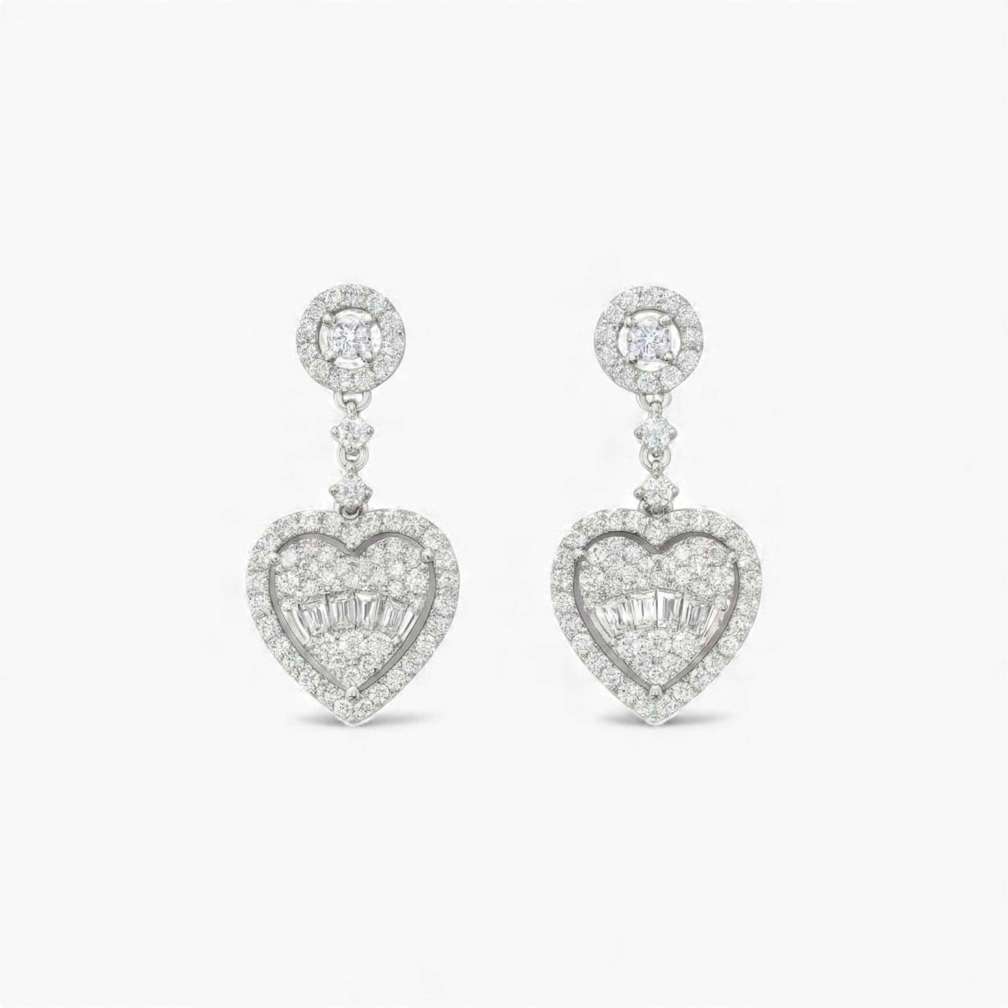Drop Heart Natural Diamond Earrings in 18KT Gold
