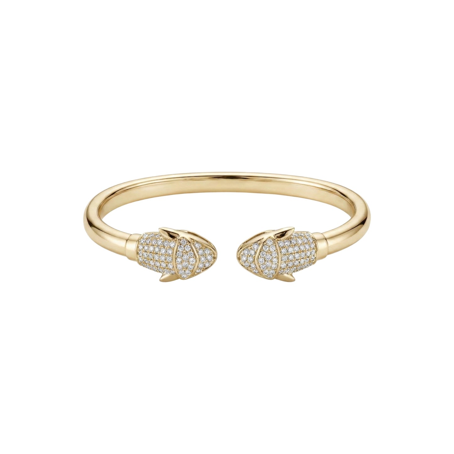 Gold bracelet with diamond accents on a white background