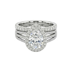 Lovely Pear Cut CZ Bride Set in 925 Sterling Silver