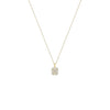 Gold necklace with a diamond pendant on a white background