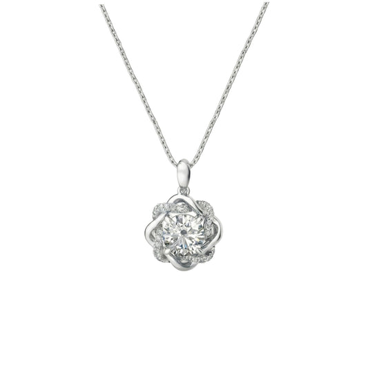 Moonstone Moissanite Necklace in 925 Sterling Silver