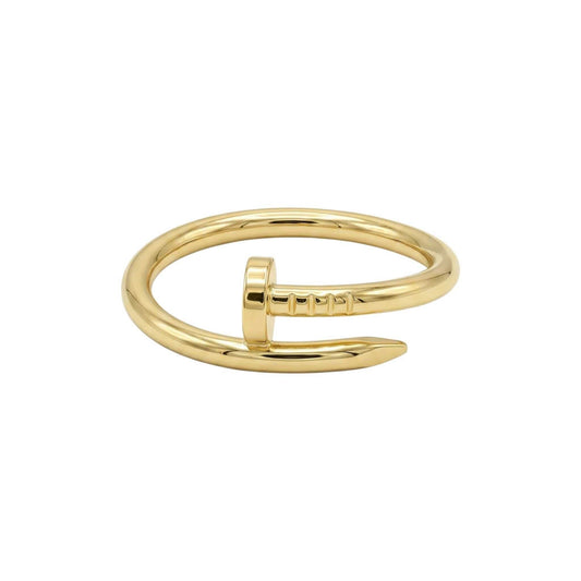 Minimalist Nail Ring in 18KT Gold with sleek, bent nail design and polished finish.