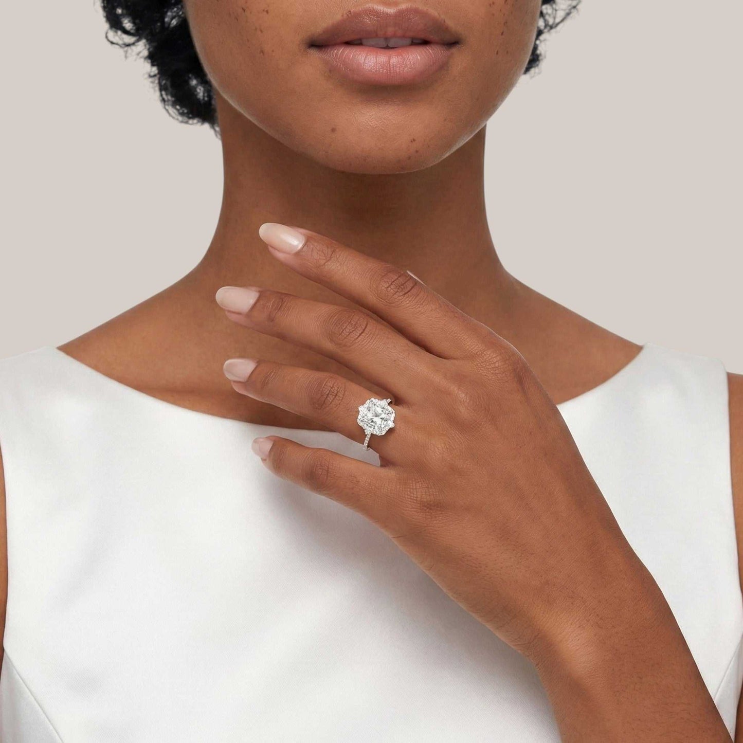 Quinn 2.0 Moissanite and Diamond Engagement Ring in 18KT Gold