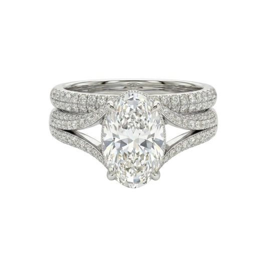 Sophia Moissanite & Natural Diamond Bride Set in 18KT Gold
