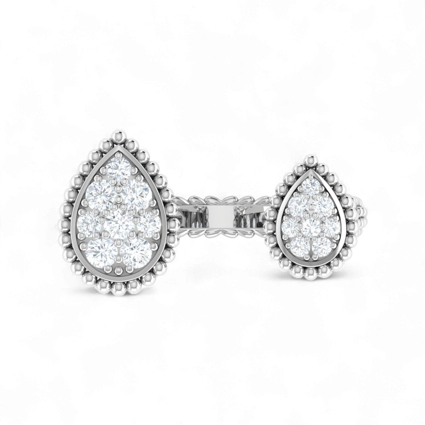 Pear Double Diamond Cuff Ring in 18k Gold