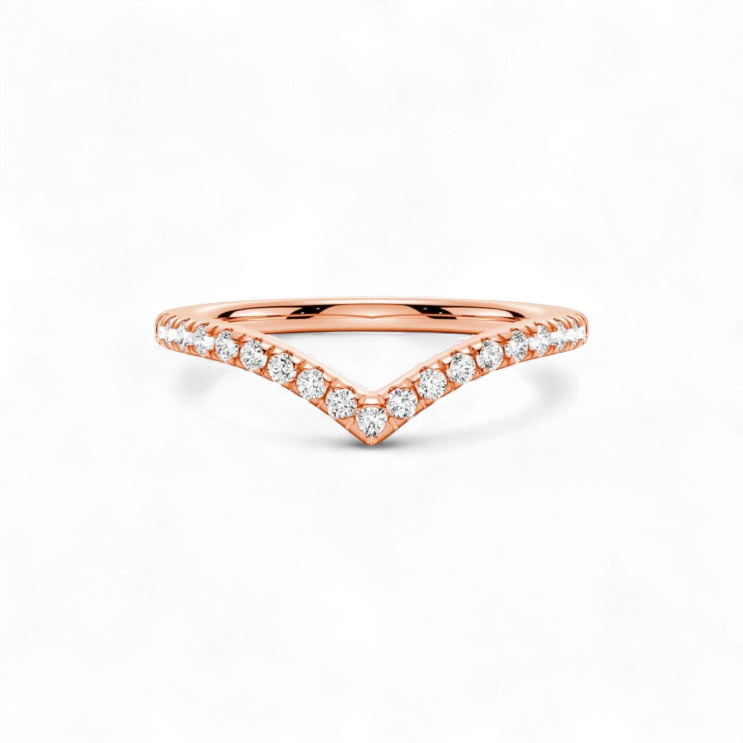 Wishbone Curve CZ Band in 10KT Gold