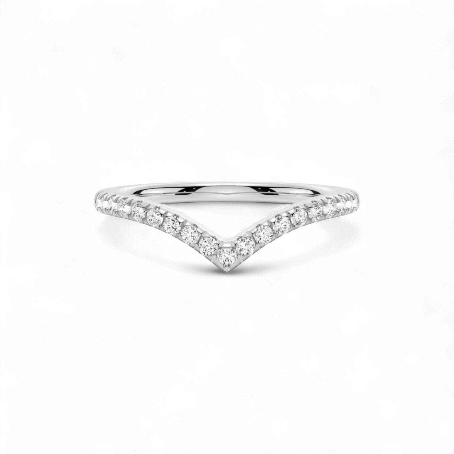 Wishbone Curve Natural Diamond Band in 18KT Gold