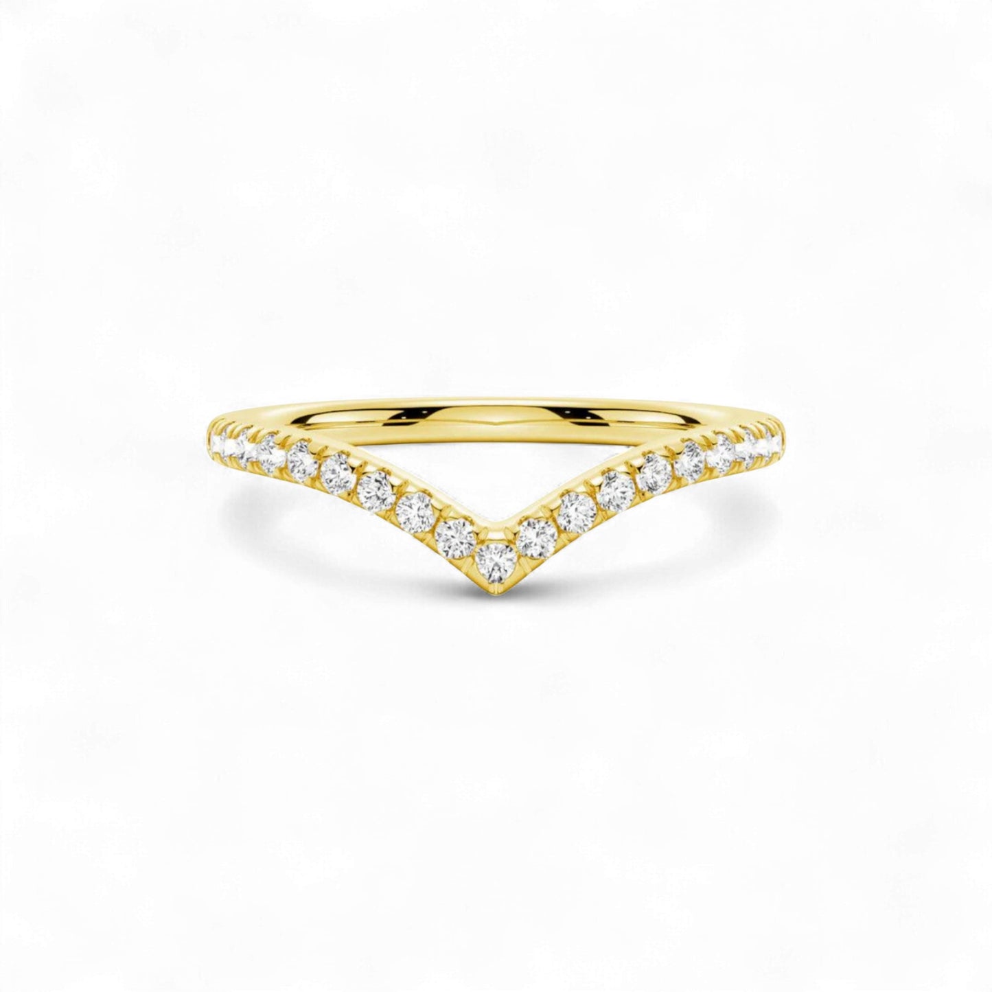 Wishbone Curve Natural Diamond Band in 18KT Gold